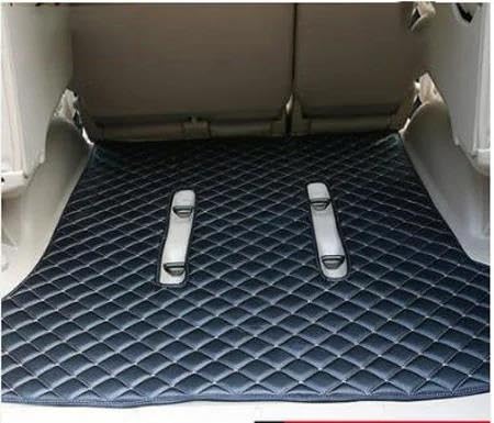 Auto Leder Kofferraummatten Auto Hinten Stamm Boden Matte Teppiche Für Toyota Für Land Für Cruiser Für Prado 120 FJ120 2003 2004 2005 2006 2007-2009 Schutzmatten(Black with Holes)