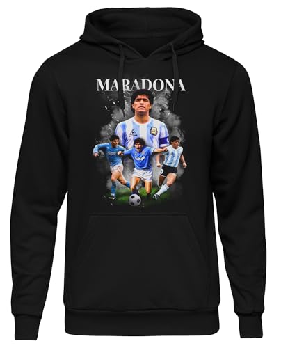 UGLYSHIRT Diego Maradona Herren Kapuzenpullover | Argentinien Trikot Hoodie Herren Maradona Pullover Dios 10 | M2 Schwarz (3XL)