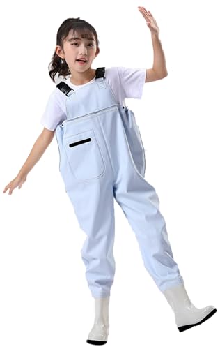 Outdoor Angeln Jagd Kinder Wader Hosen Wathose Kinder Wasserdicht Mit Stiefel Atmungsaktive PVC-Wathose Mit Stiefeln Im Elastischen Taillendesign Für Teenager Von 2 Bis 15 Jahren F,25