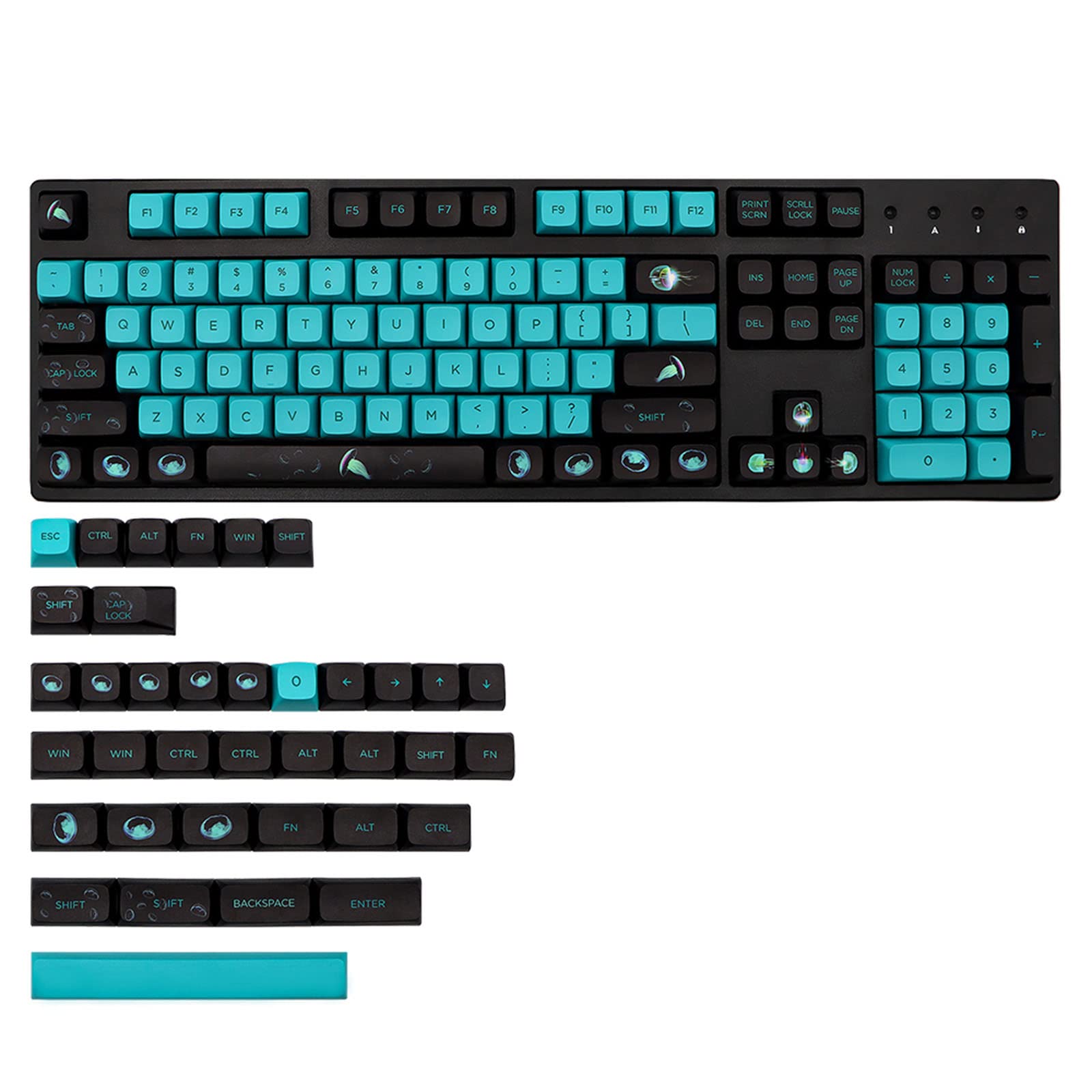 DYE-SUB 141 Tastenkappe, personalisierte Hintergrundbeleuchtung, für mechanische Tastatur 64, 68, 84, 980,