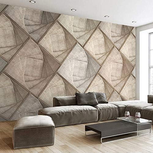 XLMING Quadratische Geometrische Granulatfliesen Aus Holz Küche Esszimmer Arbeitszimmer Wohnzimmer TV Hintergrund Wand 3D Tapete-250cm×170cm