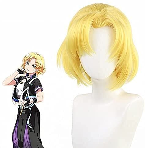 LINLINCD-Anime Coser Wig Anime Bang Dream! Sato Masuki Golden Kurz Cosplay Hitzebeständige Perücke Karneval+kostenlose Perückenkappe Halloween Party