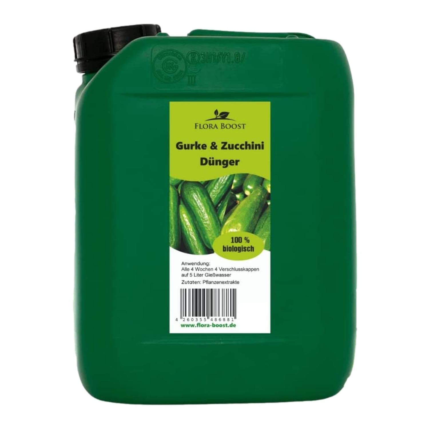 Flora Boost Gurken Zucchini Dünger Flora Boost 5000ml I Für bis zu 1000L Gießwasser I Gemüsedünger für Gurken & Zucchini I Flüssiger Blatt- & Wurzeldünger I 100% natürlicher Pflanzendünger