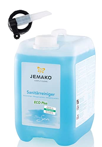 Jemako Sanitärreiniger Blue Sea 5 Liter Kanister inkl. Auslaufhahn Hygiene und Sauberkeit im ganzen Bad Kalkentferner Badreiniger frischer Duft (Sanitärreiniger 5L + AH)