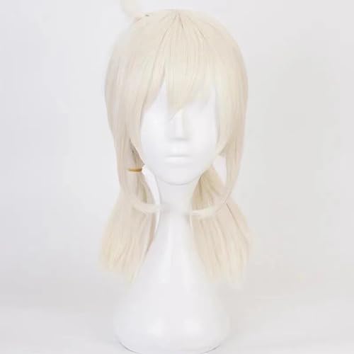 WCCNKK Genshin Impact Klee Cosplay Perücke + Perückenkappe, Blonde Perücke Mit Doppeltem Pferdeschwanz, Geeignet Für Halloween, Party, Karneval, Halloween-Dekorationszubehör, Anime-Geschenk