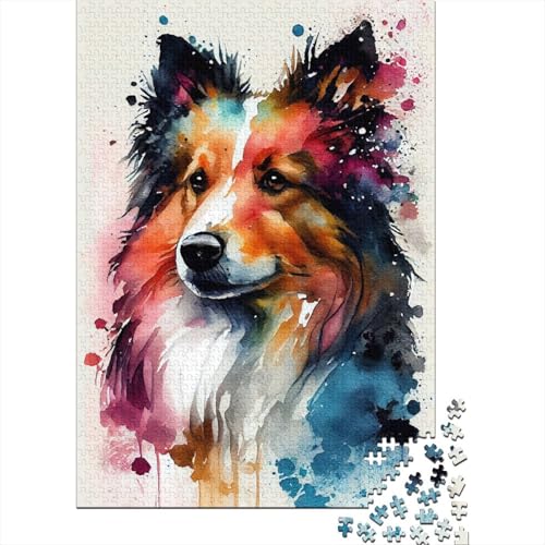 Shetland Sheepdog Dog Lustiges Puzzle für Erwachsene 1000 Teile 1000 Teile für Erwachsene Schwierige Puzzles als Geschenke für die ganze Familie und die 75x50cm