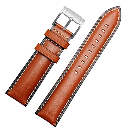 SCRUBY Für Fossil BQ2363/2453 ME3099 3052 3054 FS5380/5453 FS4735 FS4812 Kaufmannsgurt Vintage echtes Leder Uhrenband 20 22 mm(Light brown silver,20mm)