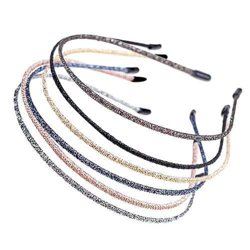 6 x Kunststoff-Pailletten-Stirnband, Haarreifen, glänzendes dekoratives Tuch, dünnes Haarband