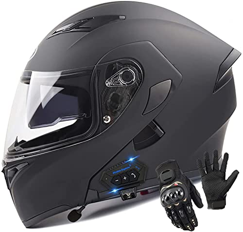 Motorradhelm Klapphelm Bluetooth Helm,ECE Zertifiziert Modularer Helm Doppelvisier Motorrad Integralhelme Roller-Helm Scooter-Helm Mofa-Helm,Eingebautes Mikrofon Automatic Answer