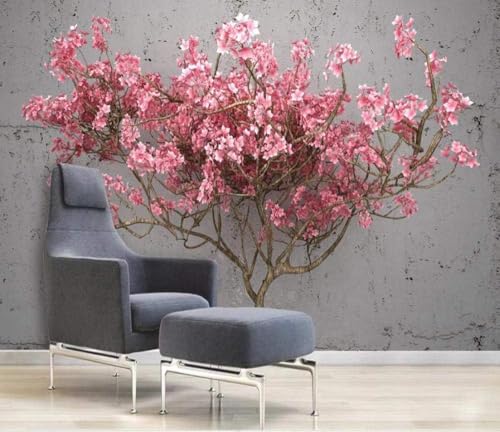 Stereoskopische Rosa Bäume 3D Tapete Poster Restaurant Schlafzimmer Wohnzimmer Sofa TV Dekorative Wand-300cm×210cm