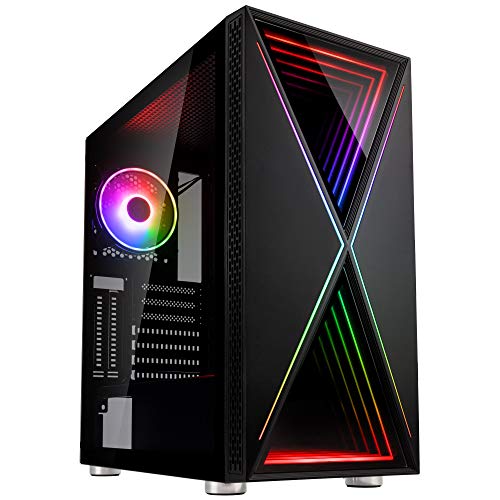 KOLINK Void X Midi-Tower PC-Gehäuse - Designer-Front mit RGB-Beleuchtung - Seitenteil aus Temperglas - schwarz