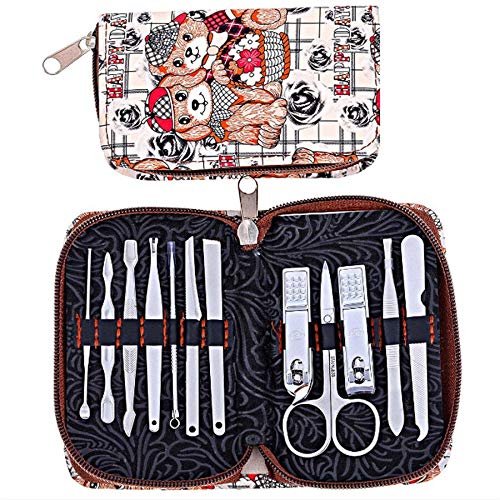 Zehennagelknipser 12 stücke Cartoon Nagel Clipper Set Pedicure Scissor Tweezer Messer Ear Pick Utility Nagel Clipper Kit Edelstahl Nagelpflegemittel Werkzeug Nagelknipser-Set ( Color : Couple bear )