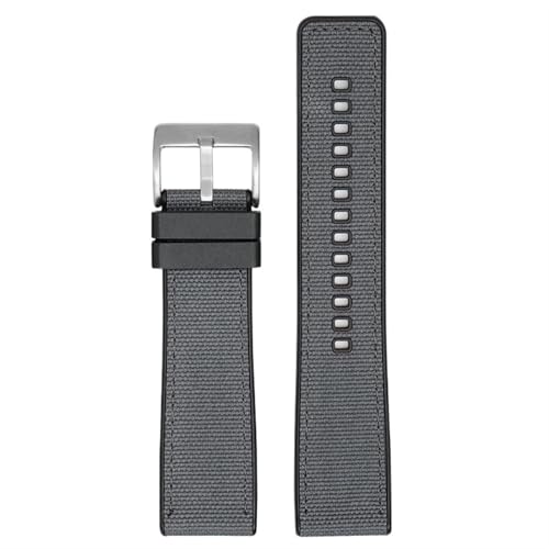 THBGTCNQ Uhrenarmband aus Canvas und Gummi, 20 mm, 22 mm, 24 mm, universelles Uhrenarmband mit Schnellverschluss, Herren-Nylonarmband for Smartwatches, Quarzuhren(Grey silver,24mm)