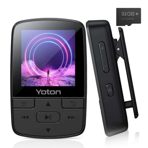 YOTON MP3 Player, 32GB Musikplayer mit Sport-Rückenclip, Bluetooth 5.2 und verlustfreiem Hi-Fi-Sound, UKW-Radio, Sprachrekorder, Kopfhörer im Lieferumfang enthalten