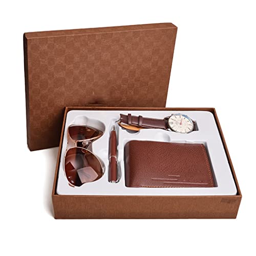 NEWNAN Business-Geschenkset, modische Brille, Quarzuhr, Multi-Card-Geldbörse, Vatertag-Business-Geschenkbox