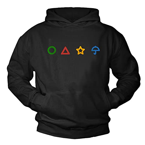 MAKAYA Kapuzenpullover Herren - Game Symbole Dreieck Kreis Stern Regenschirm Hoodie Pulli Pullover mit Kapuze Schwarz XXL