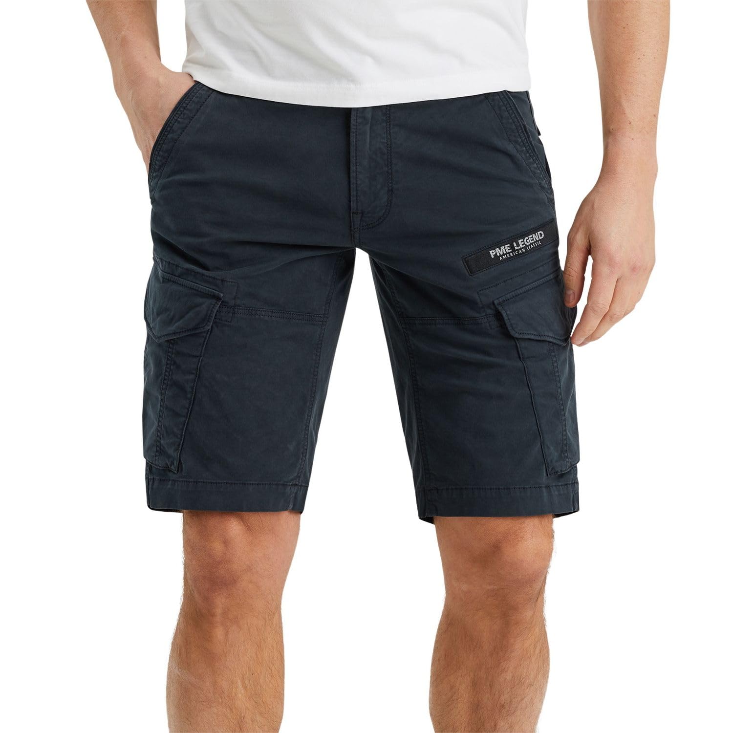 PME Legend Herren Short NORDROP Cargo - Regular Fit - Grau Blau Oliv Beige, Größe:W 40, Farbe:Salute 5281