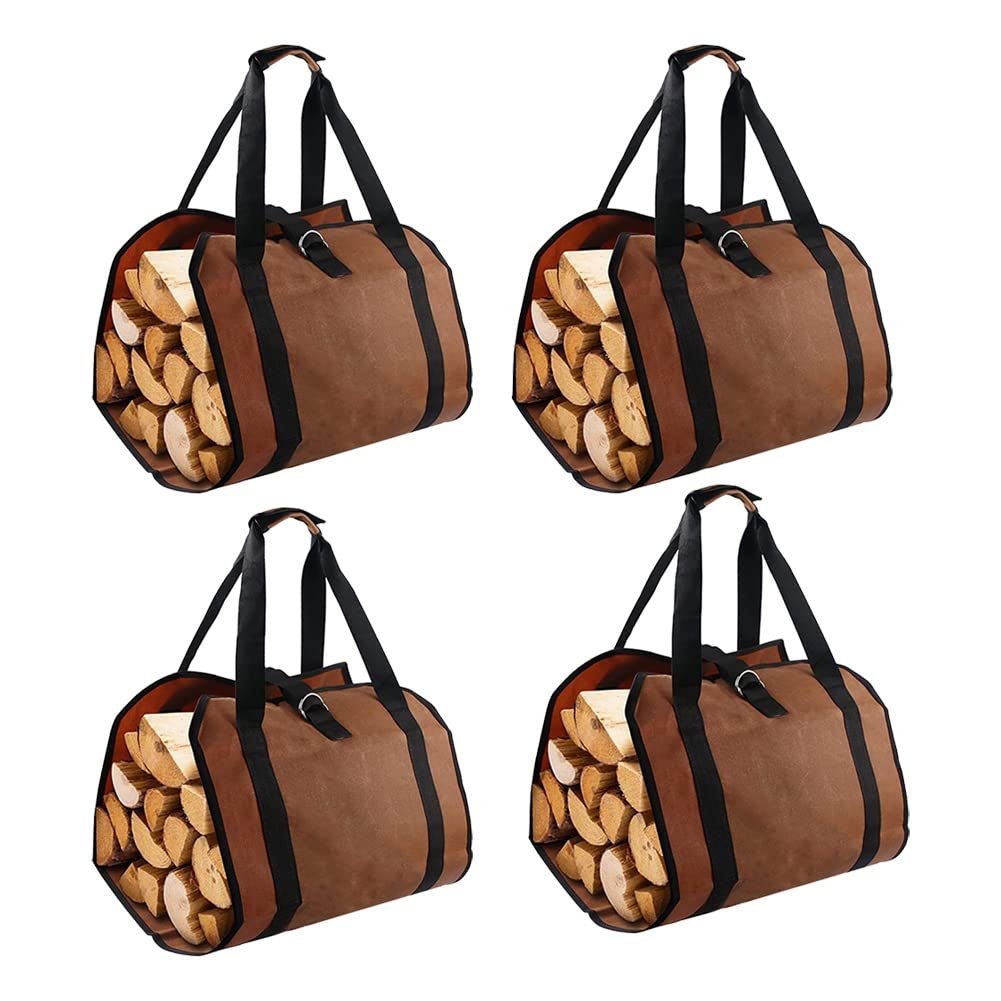 Seprendi 4PCS Brennholz Aufbewahrungstasche Tragbare Brennholz Tragetasche Tragbare Leinwand Protokollierung Tasche, siehe abbildung