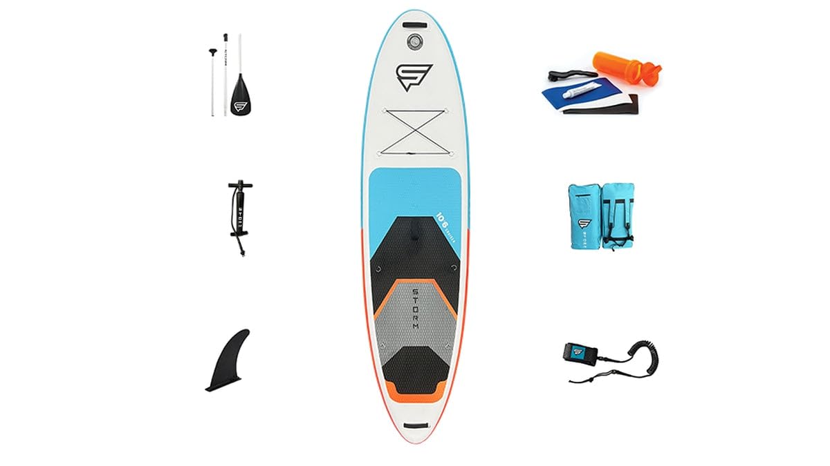 Storm Freeride Sup Stand Up Paddle Board 180 KM aufblasbar mit kompletes Zubehör - 320 x 81 x 15 cm – Surfbrett