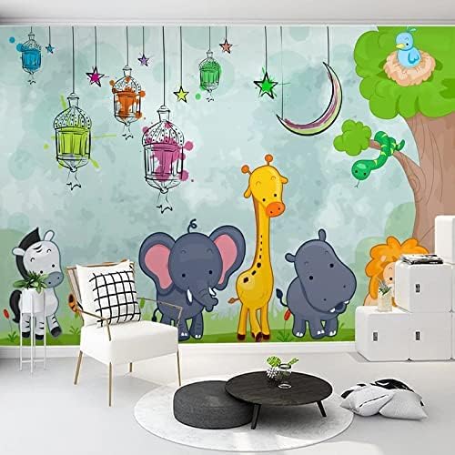 Handgemalte Cartoon-Tiere Giraffe Löwe Elefant Kinderzimmer Kindergarten 3D Tapeten Wanddekoration Fototapete Sofas Wohnzimmer Wandbild Schlafzimmer-430cm×300cm