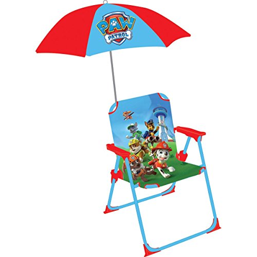 Fun House Paw Patrol Kinder-Klappstuhl mit Sonnenschirm, Stahl, blau, 38x8x50 cm