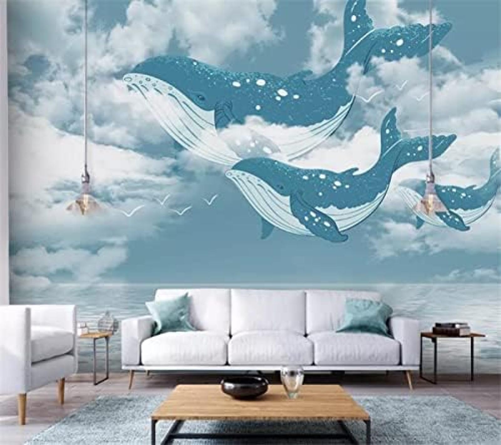 XLMING Stilvoll Kreativ Ozean Whale Kinderzimmer Home 3D Tapete Wohnzimmer Sofa Schlafzimmer Esszimmer Home Dekoration Wand-430cm×300cm