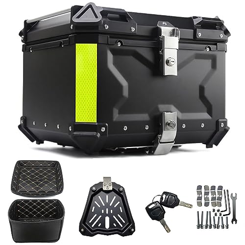 WYZCHDM Aluminium-Topcase Motorradkoffer Alu Top Case Rollerkoffer Motorrad-Heckkasten Helmkoffer Gepäckträger Koffer, mit Press-Lock-Schließsystem - 45L 55L 65L 80L 100L Wasserdicht Motorrad Heckbox