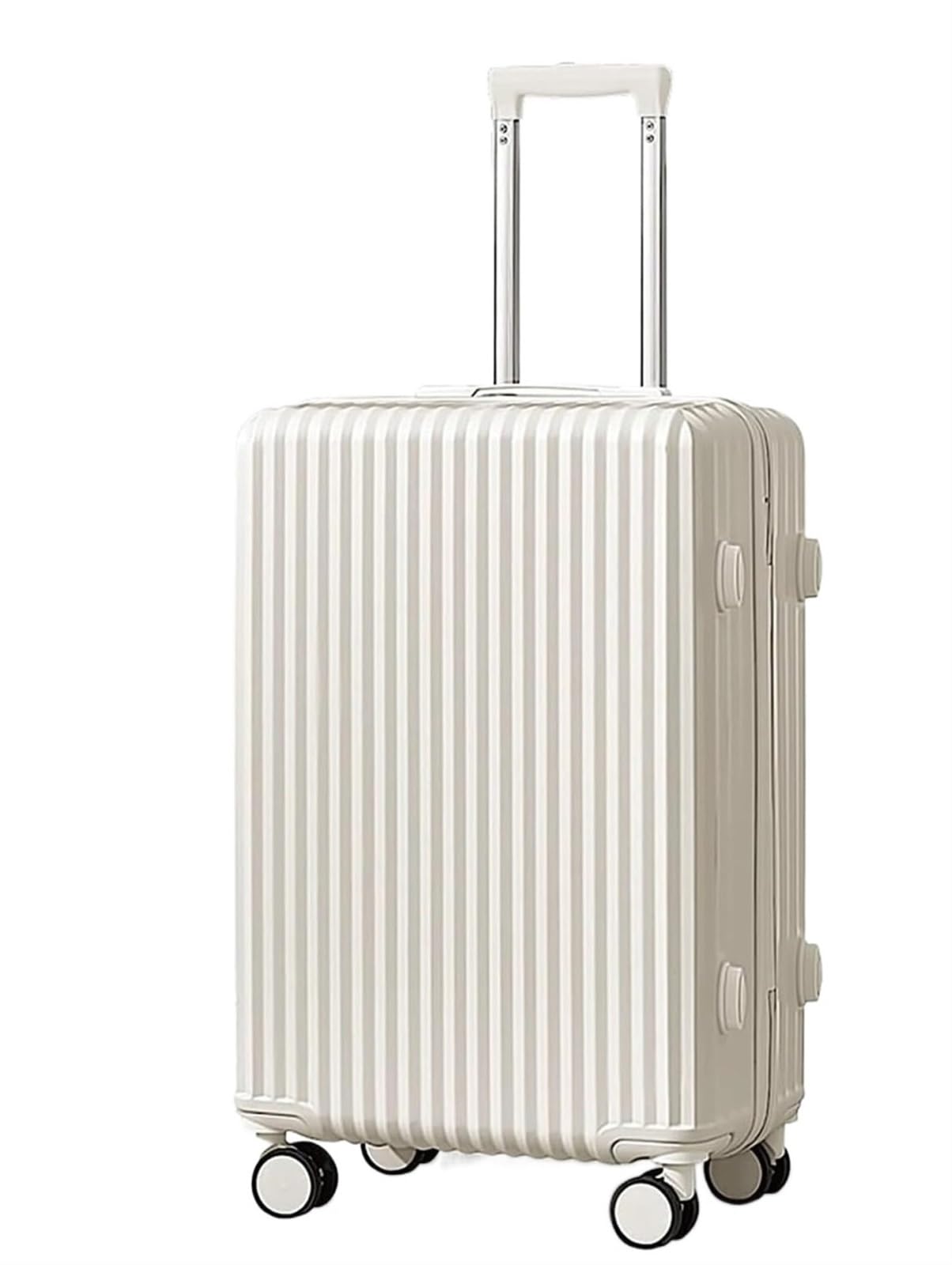 Koffer Trolley Reisekoffer ABS-Hartschalenkoffer Mit Rädern, Nass- Und Trockentrenntasche, Leichtes Gepäck Koffer Gepäck Rollkoffer (Color : Bianco, Size : 24 inch)