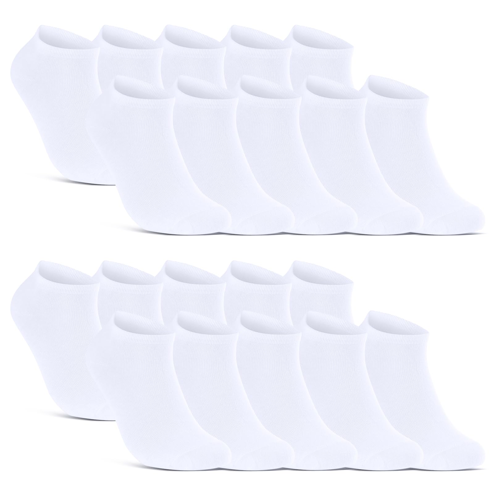 10 | 20 | 30 Paar Sneaker Socken Damen & Herren Schwarz & Weiß Baumwolle 10800 WP (Weiß 20 Paar 43-46)