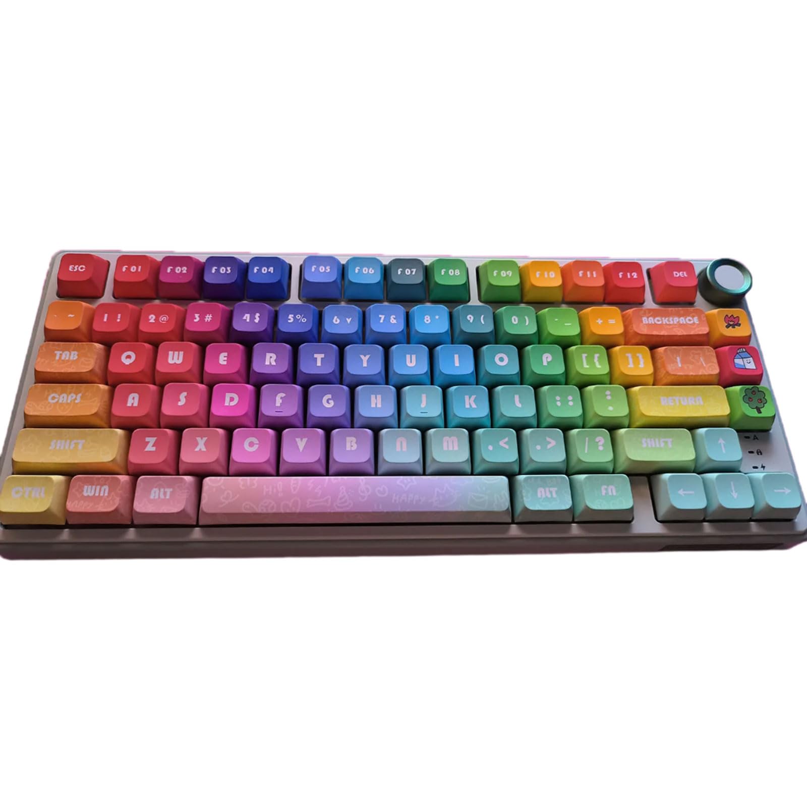 133Keys Regenbogen-Tastenkappen, XDA-Profil, dicke PBT-Tastenkappe für 61/87/104/108-Layouts, mechanische Tastaturen, Regenbogen-Tastenkappen