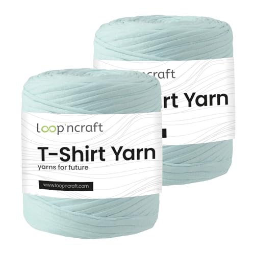 Textilgarn 2er-Set, Eisiger Himmel, Loopncraft, 2 X 750g, T-Shirt Yarn, Recyling Garn