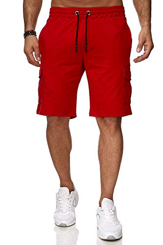 Reslad Kurze Hose Herren Cargo Bermuda Shorts Jogginghose Sport-Hose RS-5069 (2XL, Rot)