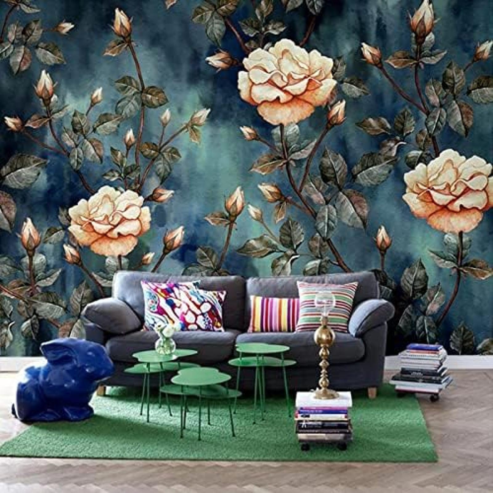 XLMING Vintage Abstrakt Floral 3D Tapete Wohnzimmer Sofa Schlafzimmer Esszimmer Home Dekoration Wand-300cm×210cm