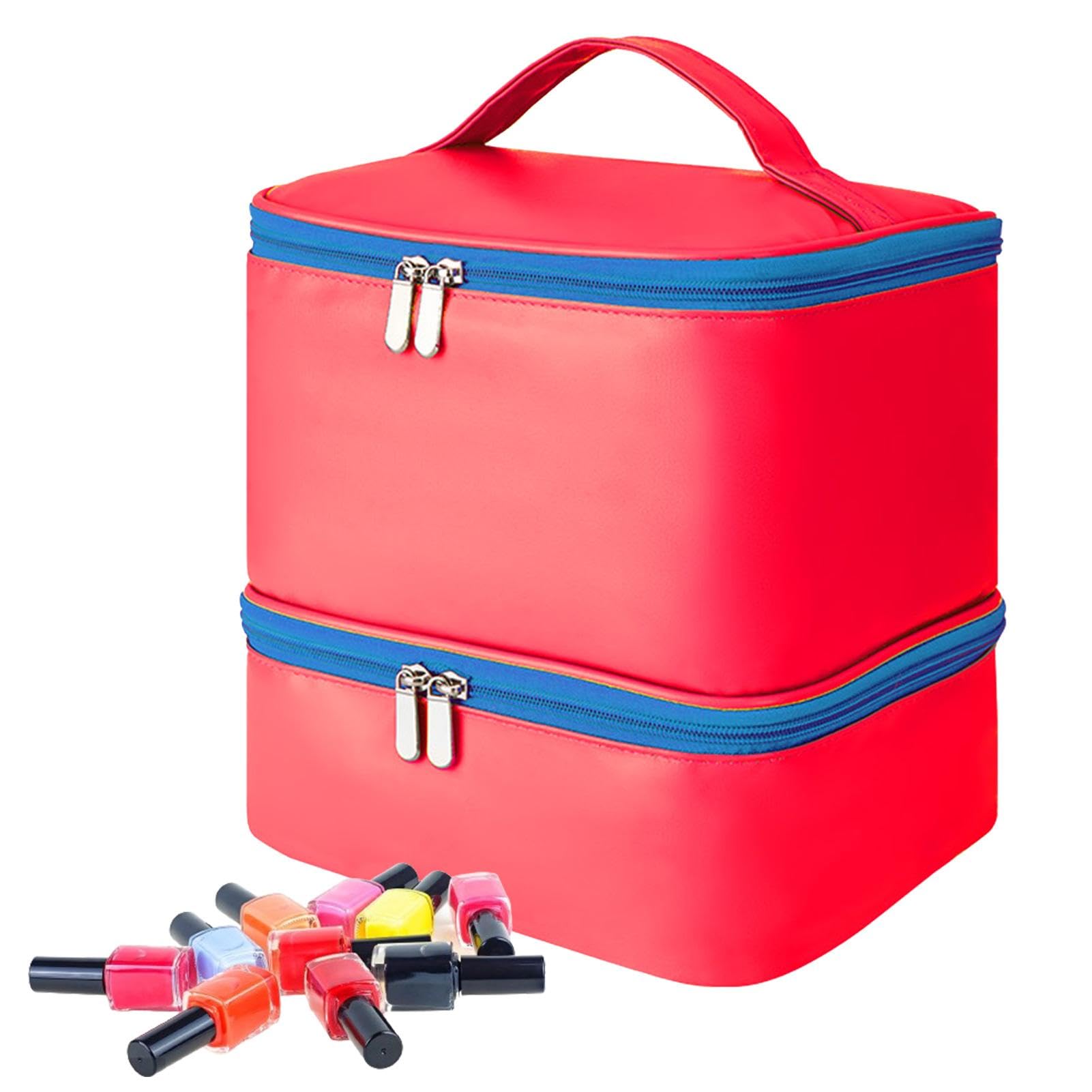 Nbhuiakl Maniküre-Set, Organizer-Tasche mit großem Fassungsvermögen, Nagellack-Etui, Macaron-Design, Reisetasche, Aufbewahrungstasche für Nagellack, rot, Refer to , Unisex