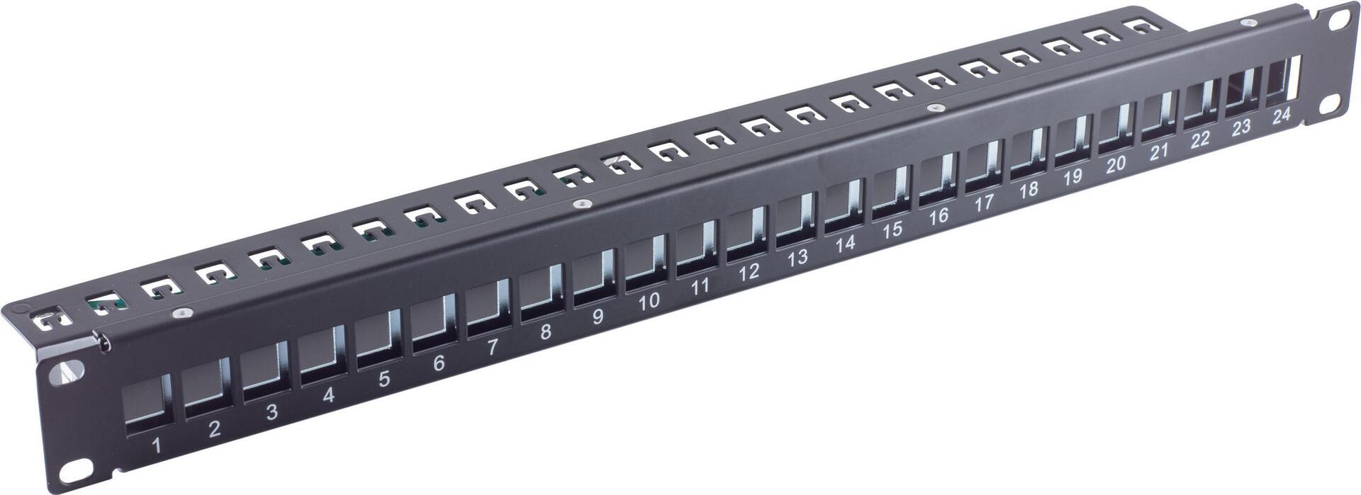 Helos - Patch Panel - Rack montierbar - Schwarz - 1U - 48.3 cm (19) - 24 Ports