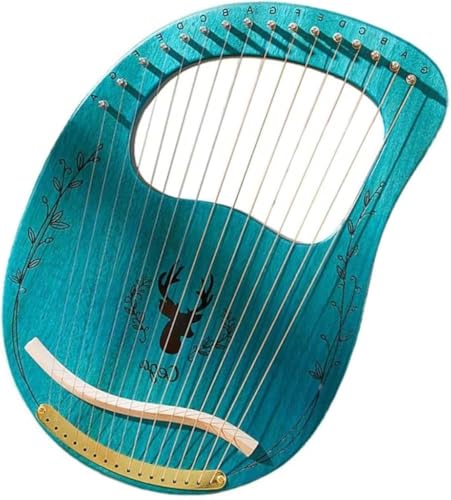 16/24 Metallsaiten Lyre Harp Tragbares Leier-Saiteninstrument Leierharfe Saiteninstrument mit Stimmschlüssel Saiten Mahagoni Backboard Für Anfänger Leier Harfe,002,16 string