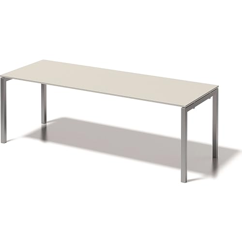 Bisley Cito Schreibtisch, 740 mm höhenfixes U, H 19 x B 2200 x T 800 mm, Metall, Gw355 Dekor Grauweiß, Gestell Silber, 80 x 220 x 85 cm