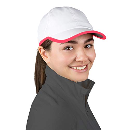 TrailHeads Laufkappe mit UV-Schutz | Kappe Damen | Damen Cap |Schirmmütze Damen - Weiß/Korallenrot