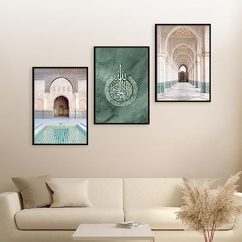 HAVA Artwork Hassan II. Mosque Poster Set, Islamische Poster, Islamische Bilder, Islamische Dekoration, Islamische Geschenke, Bilderrahmen, Allah Wandbild