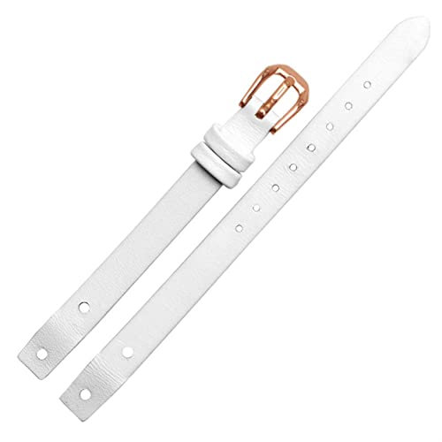 SCRUBY Echte Leder Lady Watchbänder für f ossil ES4340 ES4119 ES4000 Beobachten Sie Gurte mit Schraube 8 mm rot schwarz blau WhiteBracelet(White rose gold,8mm)