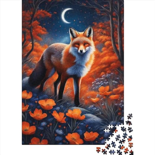 Puzzle für Erwachsene, 500 Puzzles, Tier-Fuchs-Puzzle, Teenager-Puzzle für Erwachsene und Teenager ab 12 Jahren, Holzbrett-Puzzle, Denksport-Puzzle für Erwachsene, Größe: 52 x 38 cm