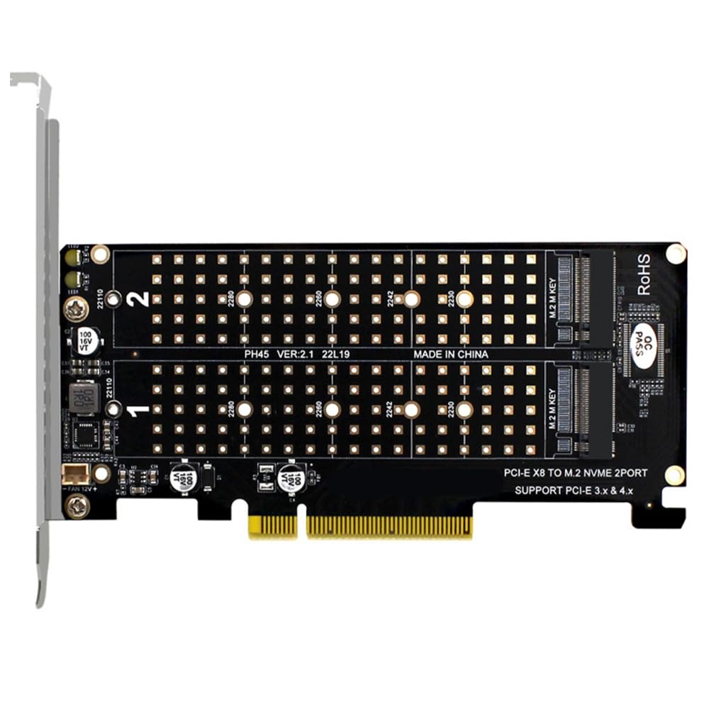 Qsvbeeqj 2 auf PCIExpress 8X Raids Controller PCIE Split Card 2Ports M Key für 2230 2242 2260 2280 22110