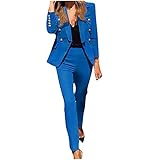 WANGTIANXUE Hosenanzug Damen Gutschein Elegant Business Anzug Set Hosenanzug Blazer Hose 2-teilig Anzug Karo Einfarbig Zweiteiler Sale Angebote Slimfit Festlich Sportlich Hosenanzug Streetwear