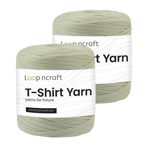 Textilgarn 2er-Set, Wüstensalbei, Loopncraft, 2 X 750g, T-Shirt Yarn, Recyling Garn