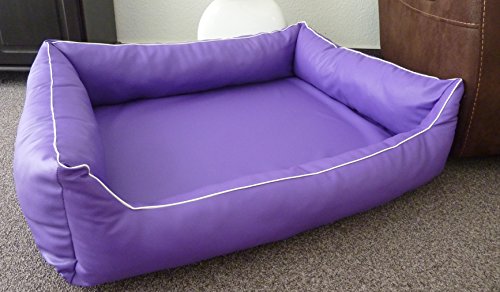 Hundebettenmanufaktur Orthopaedisches Hundesofa Hundebett Kunstleder Ortopedico 115 cm X 95 cm mit Viscoschaum Matratze (Lavendel)