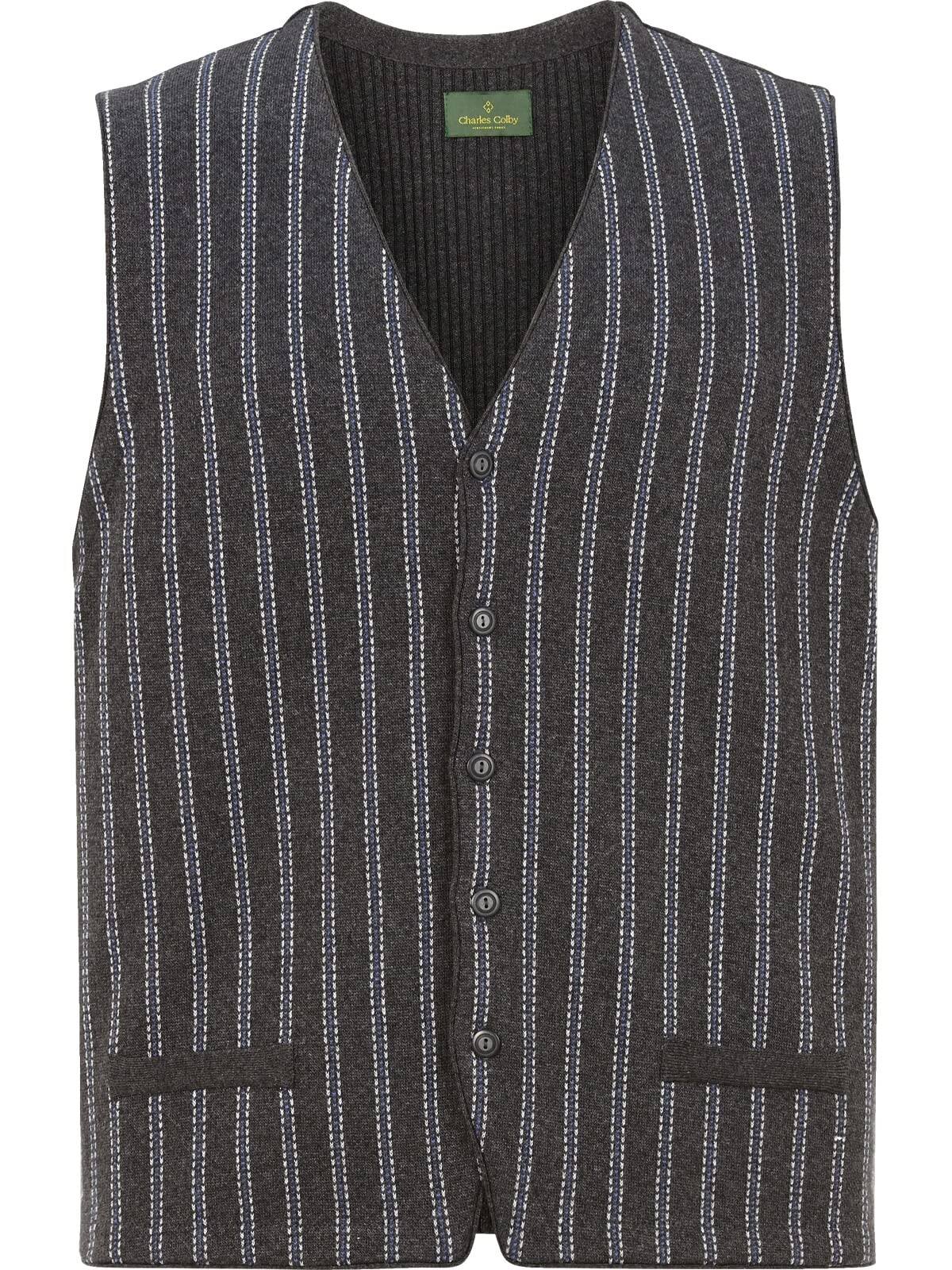 Charles Colby Herren Strickweste Bors (Indoor-Weste, Business-Weste) dunkelgrau 2XL (XXL) - 60/62