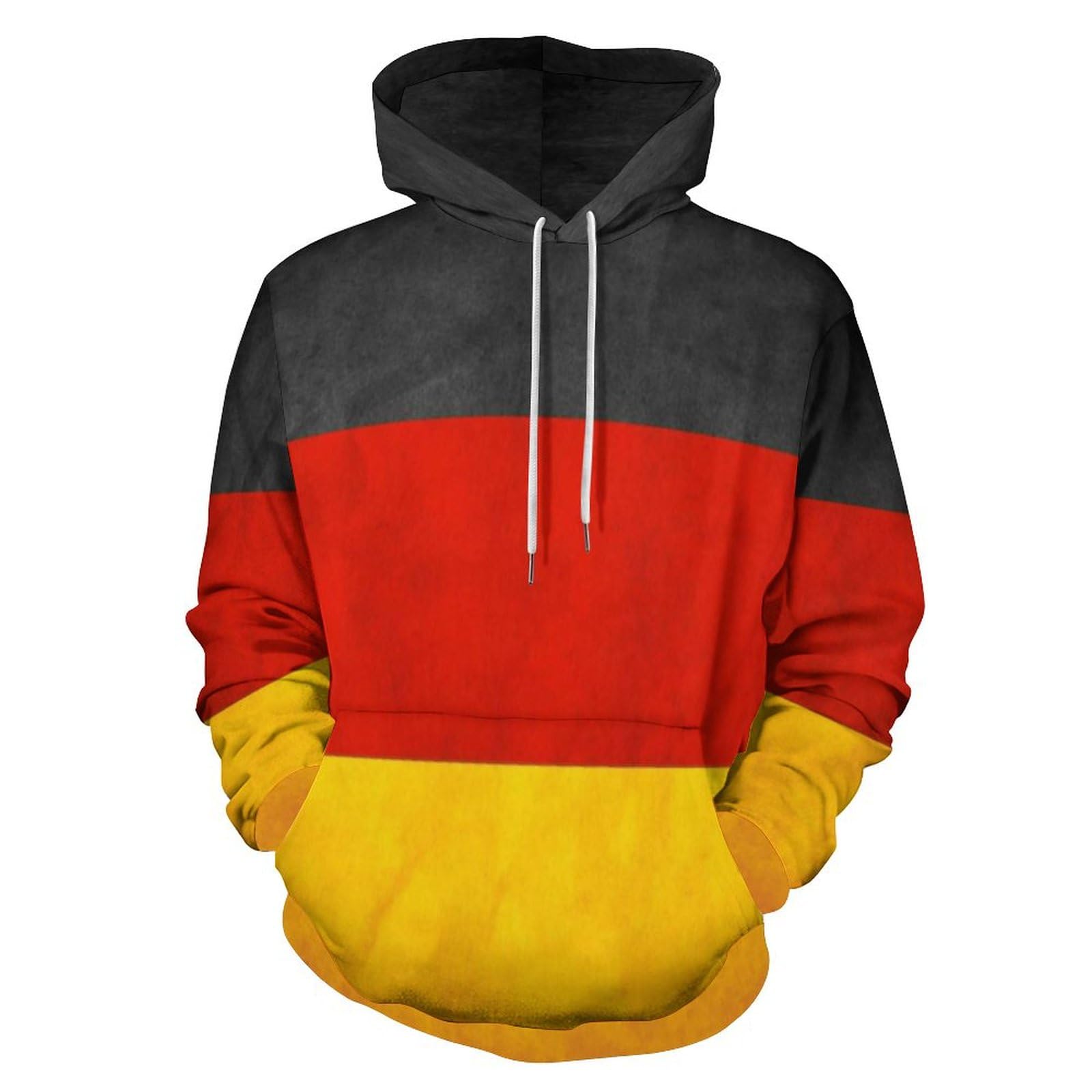 HABXNJF Kapuzenpullover Deutschland Flagge Hoodie Mode Hoodie mit Tasche für Herren Damen, Deutschland Flagge, XL