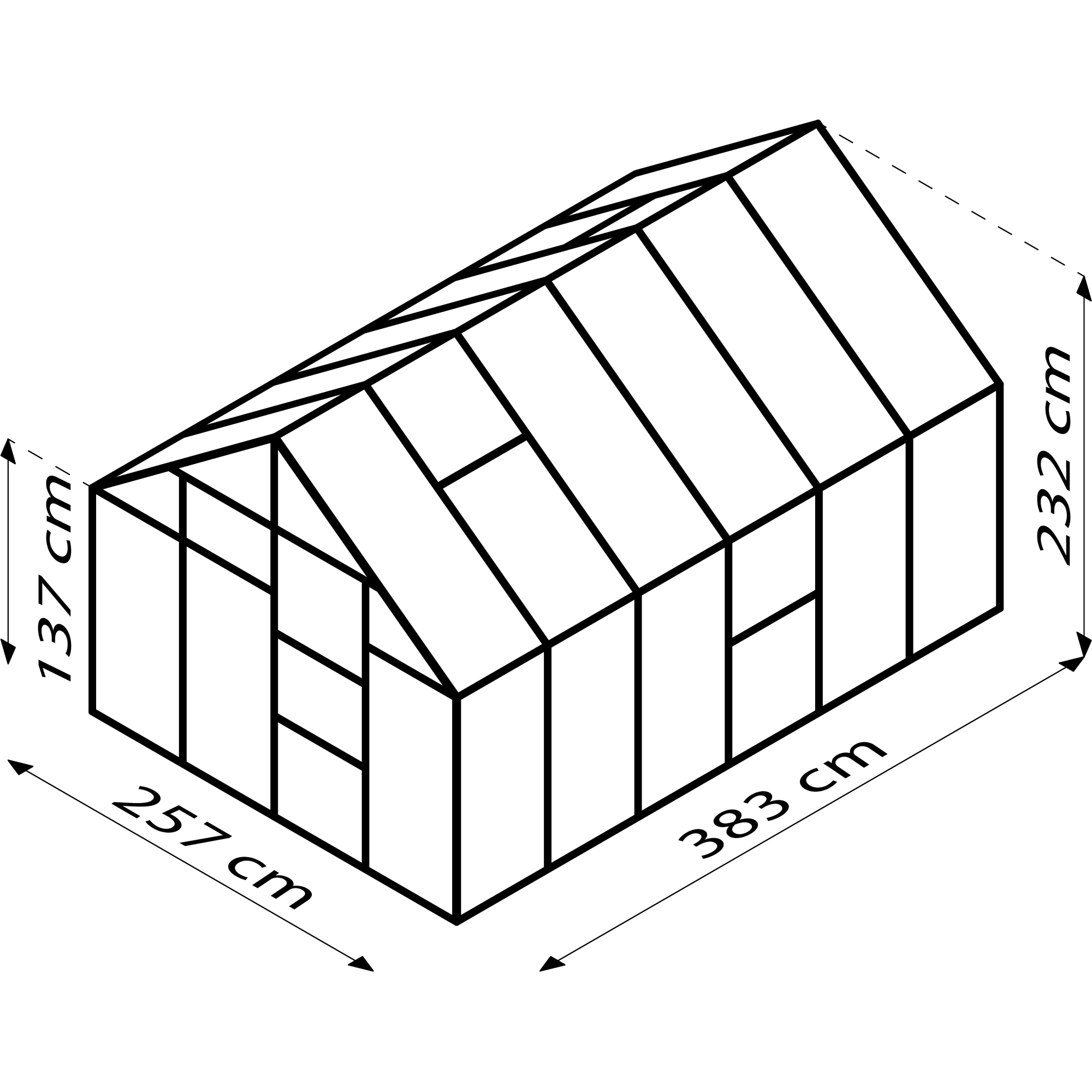 Vitavia Gewächshaus 'Meridian 1 9900' 9,9 m² 254,4 x 378,8 cm 6 mm Hohlkammerplatten smaragdfarben 2