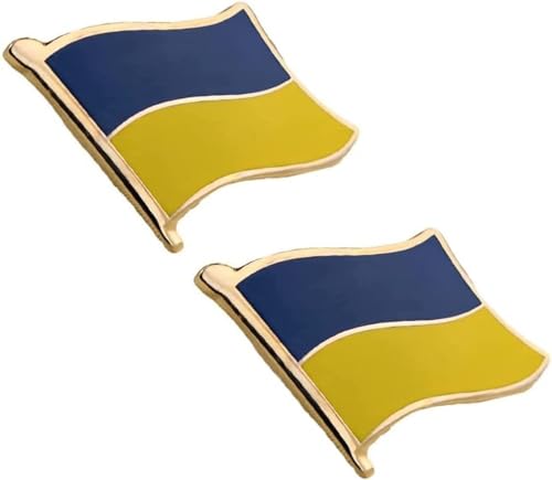 Ukraine-Flagge-Anstecknadel, Unterstützung der Ukraine-Anstecknadel, Emaille-Metall-Ukrainische-Flagge-Abzeichen-Anstecknadel-Brosche, aus Zinklegierung, 20 * 30 mm, 2 Stück