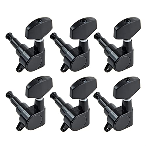 Gitarren Stimmwirbel 1 Satz Von 6 Stücke Big Quadratische Versiegelte Gitarre Tuning Pegs Keys Tuner Machine Köpfe Für E-Gitarre Schwarz/Gold/Chrome (Color : Black 6L)